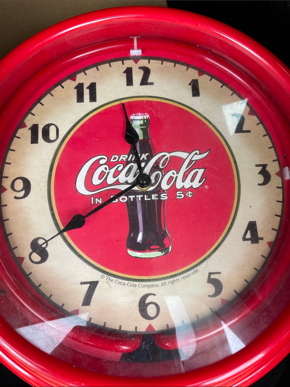 Coca Cola Red Wall Clock with Bottle Logo